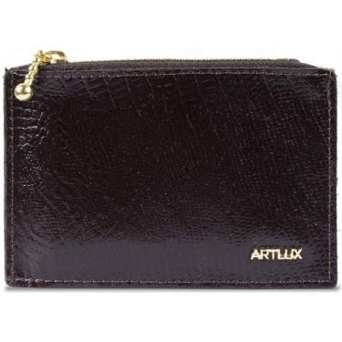 Imagem de Carteira Couro Zíper Feminina Artlux 922, Cafe
