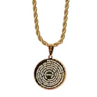 Imagem de Colar Feminino Folheada a Ouro Dourado com Pingente Medalha Oração Pai Nosso