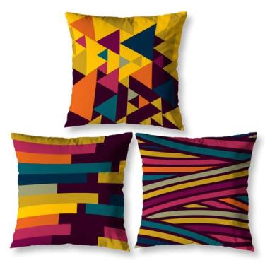 Imagem de Kit 3 Almofadas 40cm x 40cm Sala Sofá Decorativas Estampadas Coloridas