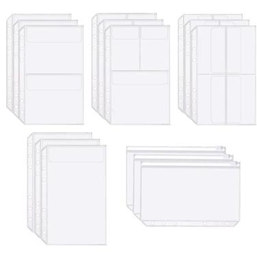 Imagem de EasyDaa Bolsos para fichário, 15 peças tamanho A5 com 6 furos, [bolsa de PVC à prova d'água] Pastas transparentes premium com zíper sacos de arquivamento de documentos para fichário de caderno de 6
