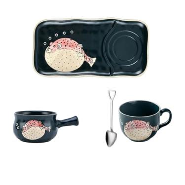 Imagem de Estilo japonês casa personalidade criativa bonito delicado prático prato de café da manhã de leite - conjunto de café da manhã (baiacu verde gordo)