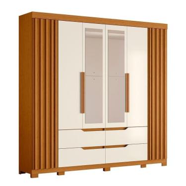 Imagem de Guarda Roupa Casal Doble 4 Portas E 4 Gavetas Cinamomo-off White Com Espelho - Móveis Albatroz Cinamomo-off White