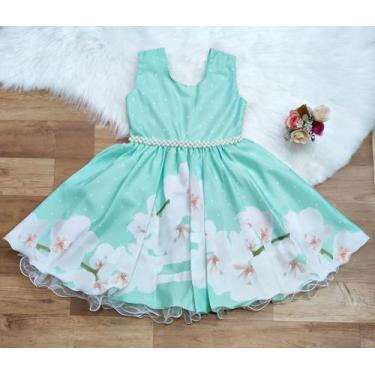 Imagem de Vestido de Festa Infantil Verde Floral Regata - giovanella, Verde, 12