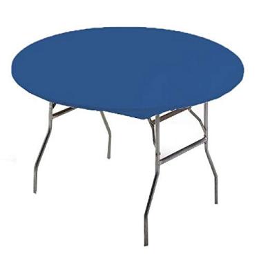 Imagem de Creative Converting Capa de mesa de plástico redonda Stay Pet, 152 cm, azul royal