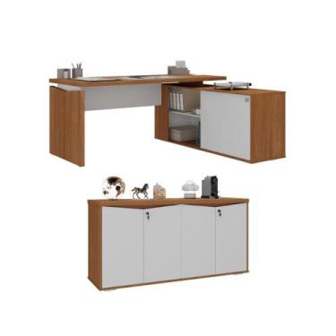 Imagem de Mesa com 3 Nichos e Balcão Cuiabá Freijó Branco - CASA H