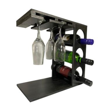 Imagem de Adega para Vinhos e Taças Decoração Gourmet Rustica Cores (Preta)