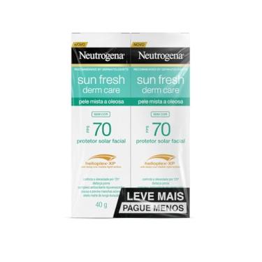 Imagem de Neutrogena Sun Fresh Protetor Solar Facial Para Pele Oleosa Derm Care, FPS 70, Sem Cor, Kit com 2 Unidades de 40g