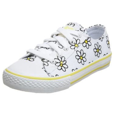 Imagem de UNIONBAY Tênis infantil com margarida preguiçosa para crianças pequenas, Branco, 1 Little Kid