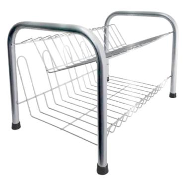 Imagem de Escorredor De Louças Versátil Duplo Compacto Secador Copos 9 Pratos 2 Andares