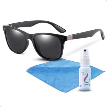 Imagem de Kit Óculos De Sol Masculino Polarizado Com Spray e Flanela Limpa Lentes (PRETO)