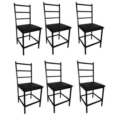 Imagem de Kit 6 Cadeiras Reforçada Para Cozinha E Sala Jantar Ana Assento Preto 