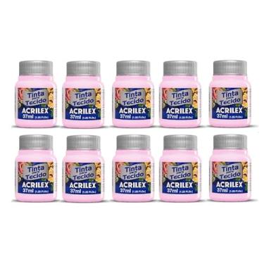 Imagem de Tinta Para Tecido Fosca Acrilex 37ml 10 Unidade Artesanato Fixação Frio Alta Cobertura – Fixação a Frio e Alta Cobertura Com Acabamento Fosco, Este Kit É A Escolha Perfeita Para Quem Busca Qualidade (Rosa Bebe 813)