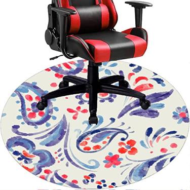 Imagem de Tapete de cadeira de escritório com flores, textura de flor, tapete de cadeira de mesa para piso de madeira de escritório doméstico, protetor de piso de pilha baixa multiuso, redondo, 99 cm