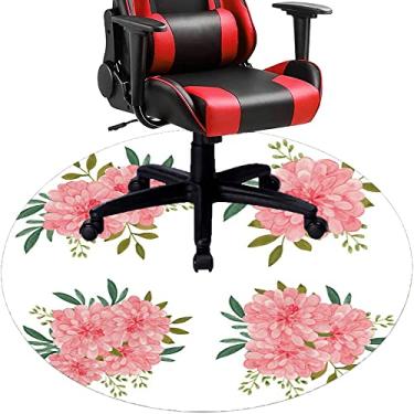 Imagem de Tapete de cadeira de escritório com flores, textura de flor, tapete de cadeira de mesa para piso de madeira de escritório doméstico, protetor de piso de pilha baixa multiuso, redondo, 99 cm