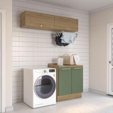 Imagem de Conjunto Armários para Lavanderia/Cozinha Botanic Kappesberg - Nogueir