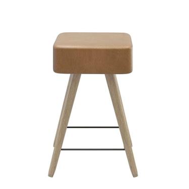 Imagem de Banco Arezzo 50cm Assento Quadrado em Couríssimo e Pés de Madeira  EdeCasaMoveis