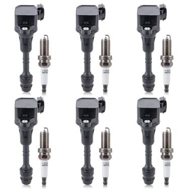 Imagem de KUIPERAUTO Conjunto De 6 Bobinas Ignição E Velas Compatíveis Com Nissan Altima Maxima Pathfinder Frontier Xterra 2.8L 2.9L 3.5L 3.7L 4.2L Uf401 Gn10246