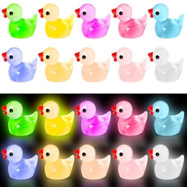 Imagem de Babelshar 100 peças luminosas mini patos de resina, minúsculo pato de resina que brilha no escuro animais em miniatura a granel, estatuetas em miniatura ao ar livre para estátuas de jardim, paisagem