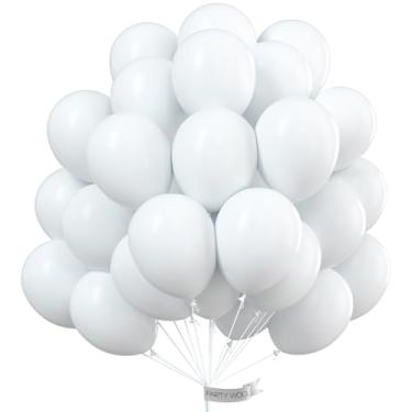 Imagem de PartyWoo Balões brancos 100 peças de balões de hélio de látex branco fosco de 25 cm para casamento, noiva, formatura, noivado, chá de bebê, revelação de gênero, decoração de festa de aniversário de