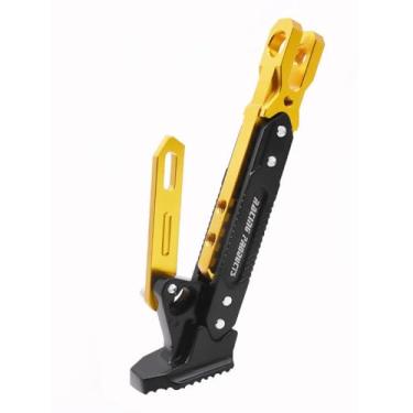 Imagem de Suporte universal de motocicleta ajustável CNC alumínio tripé suporte suporte lateral pé suporte para motocicleta, scooter, motocicleta, motocross elétrico Dit Pit Bike (amarelo)