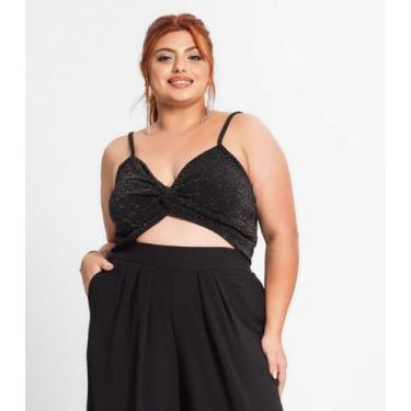 Imagem de Blusa Cropped Feminina Plus Size Secret Glam Preto, Plus G4, Preto