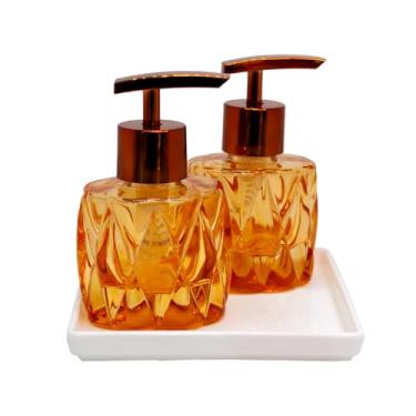 Imagem de Conjunto Lavabo Banheiro Laranja E Cobre Saboneteira Difusor Linha Premium
