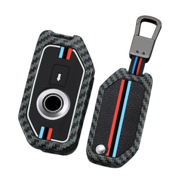 Imagem de HIBEYO Capa de chaveiro de carro adequada para BMW Motors R1250GS R1200GSLC R1200RSLC R1600GSLC F850GS K1600GT K1600GTL K1600 Grand Metal & Silicone Key Shell Case Key Fob Protector-A chaveiro (linhas