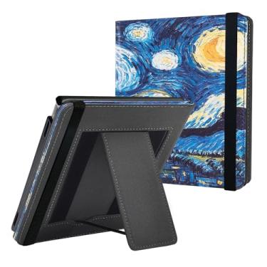 Imagem de BOZHUORUI Capa com suporte para Onyx Boox Go 7 Series (lançado em 2024/2025) e eReader Boox Page, capa protetora leve de couro PU com alça de mão/hibernar/despertar automático (céu estrelado)