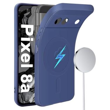 Imagem de Capa magnética para Google Pixel 8a, adequada para Mag-Safe, de silicone macio e fino para celular Google Pixel 8a Capa protetora com forro de microfibra de borracha gel para Pixel 8a 6,1 polegadas