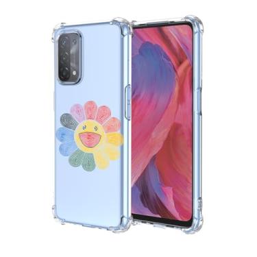 Imagem de EUAGVQY Capa para Oppo A54 5G Oppo A74 5G Oppo A93 5G, CPH2195 Capa protetora de telefone com estampa divertida de rosto sorridente transparente à prova de choque TPU macio antiarranhões para Oppo A54