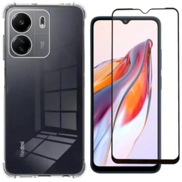 Imagem de [GL CASES] Capa Redmi 13C Capinha Redmi 13C Case Slim Clear Anti Impacto Reforçada Silicone Transparente Flexível Anti Choque Proteção De Câmera + Pelicula Xiaomi Redmi 13c Vidro 3D Cobertura Total