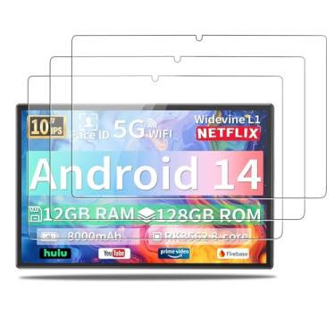 Imagem de NOUKAJU [Pacote com 3] Protetor de tela para tablet JJGJ TAB10 de 10 polegadas, vidro temperado HD, dureza 9h, arranhões, antiimpressão digital, protetor de filme de vidro temperado para tablet JJGJ