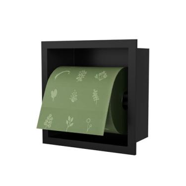 Imagem de BARONAGE Suporte de papel higiênico embutido preto, suporte de papel higiênico embutido de 15 cm, suporte de rolo de papel de aço inoxidável na parede, vaso sanitário, inserção de dispensador de papel
