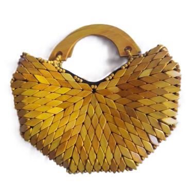 Imagem de Bolsa Artesanal Losango Madeira Amarela, Meia Lua, Corte V