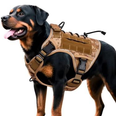 Imagem de Peitoral tático resistente para cães grandes, colete refletivo ajustável sem puxão com sistema Molle, controle de nível militar K9 para treinamento de serviço, atividades ao ar livre e mais de 10