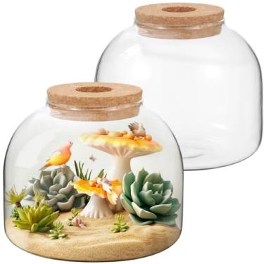 Imagem de Vaso de vidro para aquário de 1,530 g com tampa de cortiça, vaso de plantador de bolhas transparentes, globo de flor, vasos redondos de terrário de boca aberta de 7,6 cm, diâmetro de 15 cm x 12 cm de