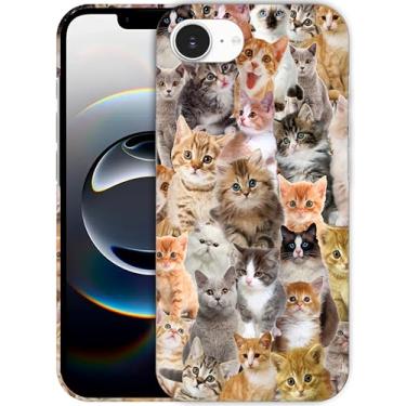 Imagem de SM CASES Capa para iPhone 16e - Capa de plástico rígido com design impresso em 3D com colagem de gatinhos de gato compatível com iPhone 16e