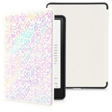 Imagem de MAYCARI Capa para Kindle 11ª geração 2024/2022 de 15,2 cm com alça de mão, arte de poliuretano, capa protetora de plástico PU com hibernar/despertar automático para Kindle Gen 11th - boneco colorido