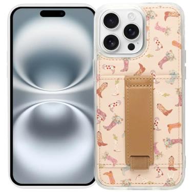 Imagem de Walli Capas para iPhone 13 Pro, carteira estética, porta-cartões, comporta até 2 cartões - capa de telefone bonita e moderna para mulheres, serve para iPhone 13 Pro com suporte e alça de dedo