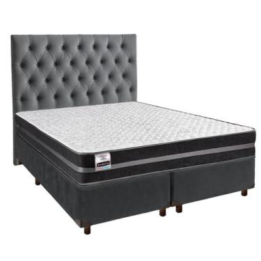 Imagem de Conjunto Cama Box Cinza Queen + Colchão Molas Ultralastic Bogota Induc