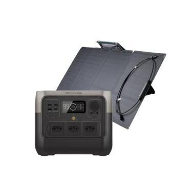 Imagem de Kit Estação de Energia Ecoflow River 2 Pro Com Painel Solar Portátil Dobrável 110W