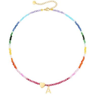 Imagem de Treasure Bender Colares de contas com inicial para mulheres, meninas, crianças, delicados, com contas e letras iniciais, presentes para meninas adolescentes, roupas modernas, verão, praia, joias