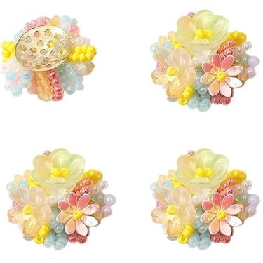 Imagem de 4 peças de pingentes de contas de semente de vidro, conjunto de flores de contas coloridas, acessórios com contas florais para brincos faça você mesmo para fazer joias