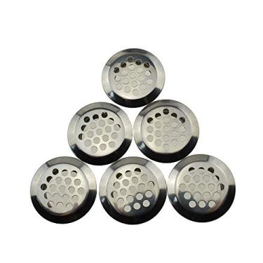 Imagem de Binzzo Orifícios circulares de malha de 25 mm, aberturas de ar em aço inoxidável, colmeias, bordas arredondadas, ilhós, fácil instalação, prata, 10 peças, multifunções para secar gabinete, gaveta, caixa de charuto, deck de guitarra