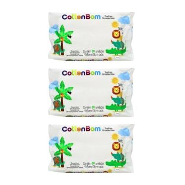 Imagem de Kit 03 Pacotes Toalhas Umidecidas Cotton Bom 50 Unidades