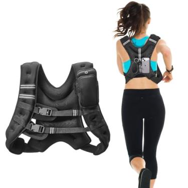 Imagem de VEVOR Colete pesado, colete de peso de 9 kg com faixa refletiva, colete de peso corporal com fivela ajustável para homens e mulheres, equipamento de treino para treinamento de força, corrida, corrida,
