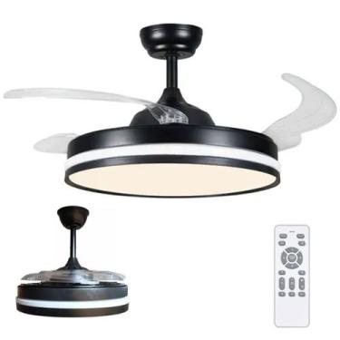 Imagem de Ventilador de Teto Grande Lampada Led 3 em 1 Pa Retratil Controle Remo