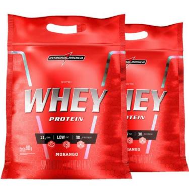 Imagem de Nutri Whey Protein 907g Integralmedica Kit 2 Refil, Morango