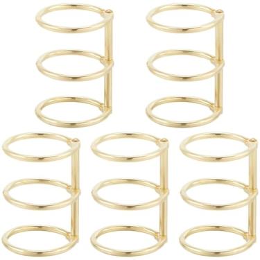 Imagem de CRASPIRE Pacote com 5 anéis de metal com folhas soltas de ferro dourado 3 x 3 cm de encaixe para encadernação com dobradiças para projetos de encadernação de álbuns de fotos para caderno, colunas