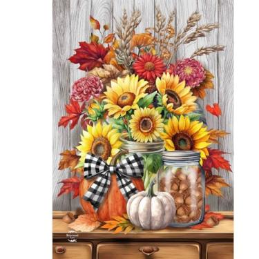 Imagem de Briarwood Lane Bandeira de jardim de outono 30,5 x 45,7 cm para girassóis ao ar livre e mães para outono e jardim bandeiras para exterior